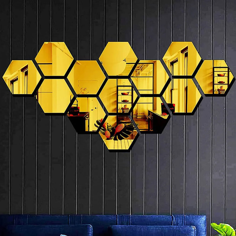 Hexagon 3D Acrylic Mirror Gold