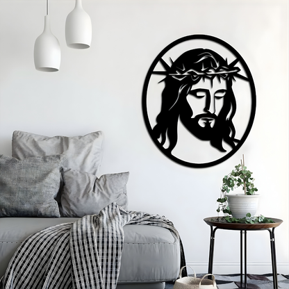 Arcdew Jesus Christ Frame Wall Décor UAE | Christian Home & Church Decor for Christmas & Baptism - arcdew.com - Black acrylic Arcdew branded wall décor featuring Jesus Christ with crown of thorns, 60 x 70 cm.