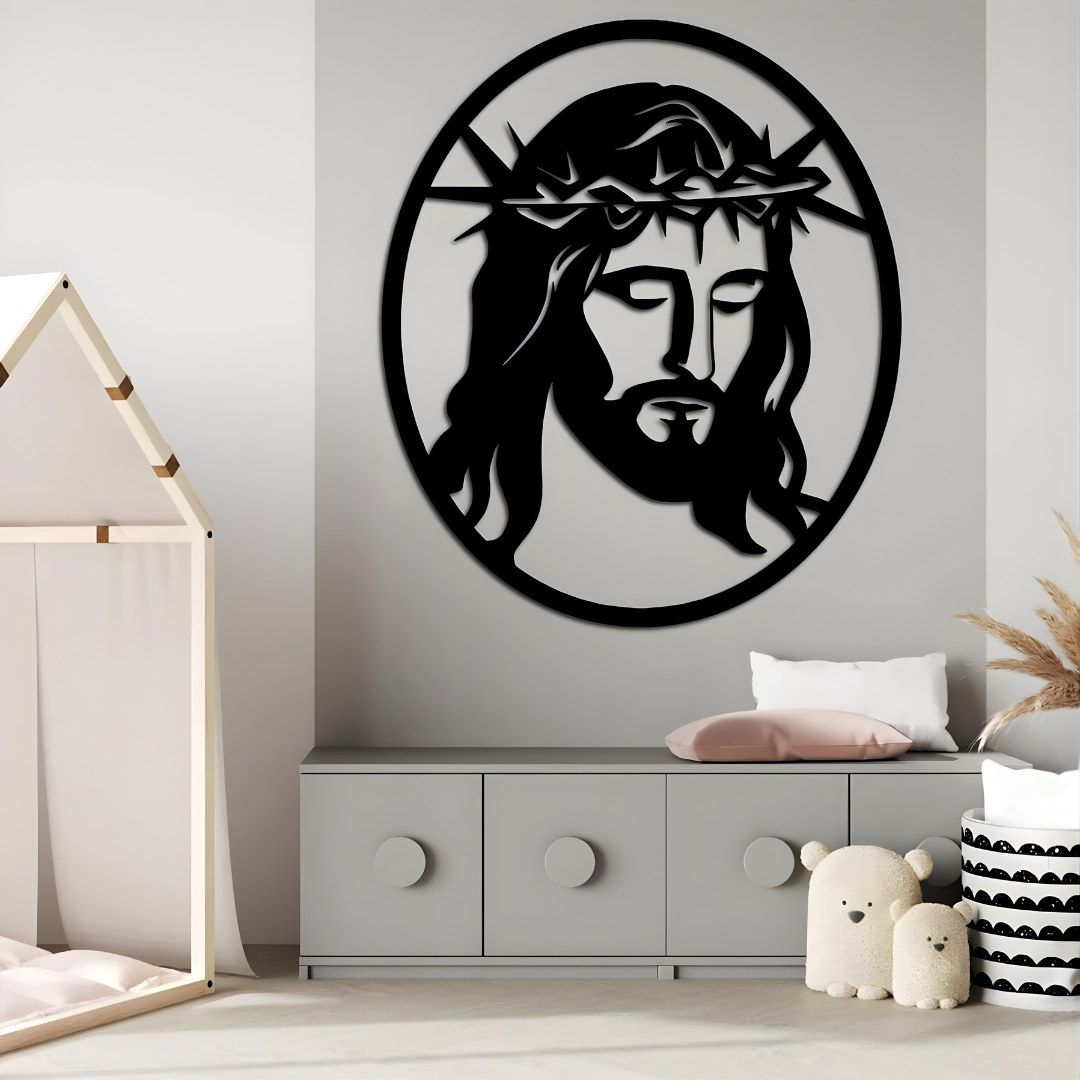 Arcdew Jesus Christ Frame Wall Décor UAE | Christian Home & Church Decor for Christmas & Baptism - arcdew.com - Arcdew special branded black acrylic Jesus Christ wall décor with crown of thorns.