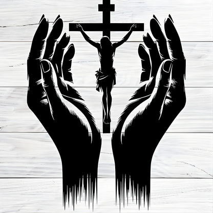 Jesus Christ & Praying Hands Black