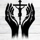 Jesus Christ & Praying Hands Black