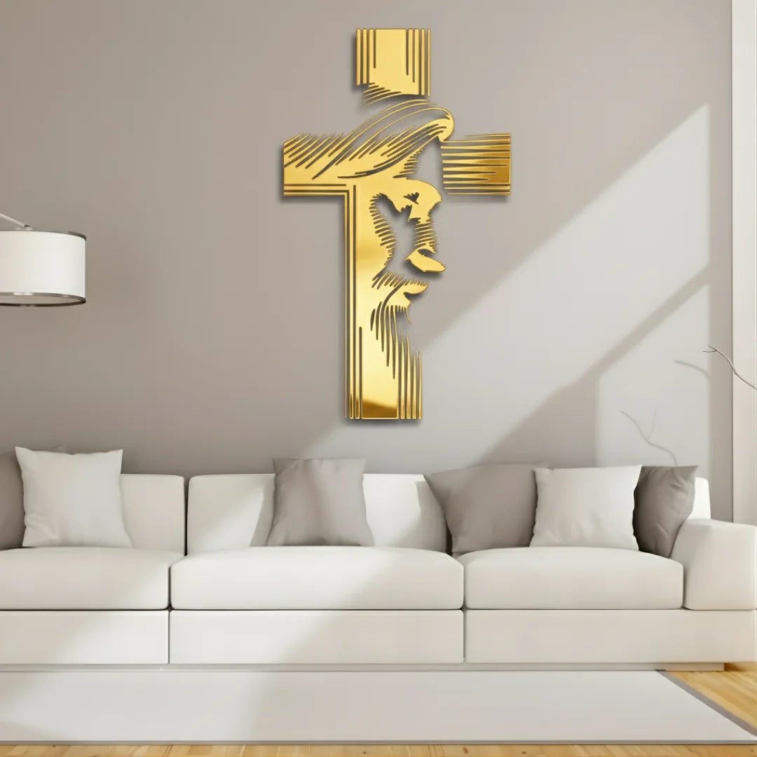 Jesus & Cross Wall Decal Gold
