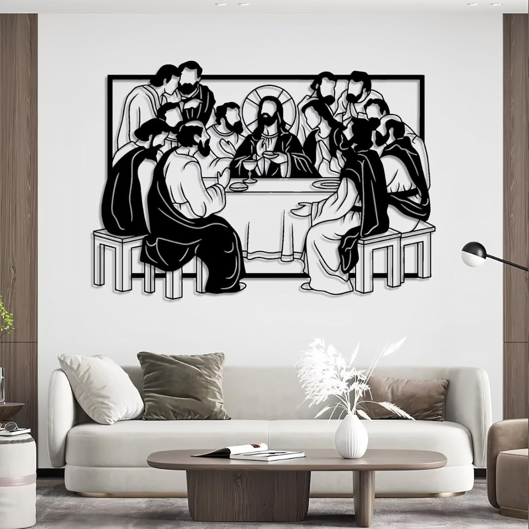Arcdew Jesus & Disciples Wall Décor UAE | Christian Home Décor for Christmas & Baptism – Church & Home - arcdew.com - Arcdew branded acrylic wall décor featuring Jesus and disciples in black silhouette design.