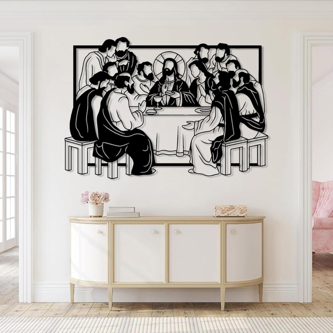 Arcdew Jesus & Disciples Wall Décor UAE | Christian Home Décor for Christmas & Baptism – Church & Home - arcdew.com - Arcdew branded acrylic wall décor of Jesus and disciples in black and white design, 120x35 cm.