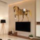 Arcdew Large Horse Acrylic Mirror Wall Art | Statement Piece - arcdew.com - Arcdew special branded golden acrylic horse mirror wall art with geometric design.