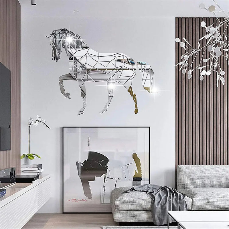 Large Horse Acrylic Mirror Silver