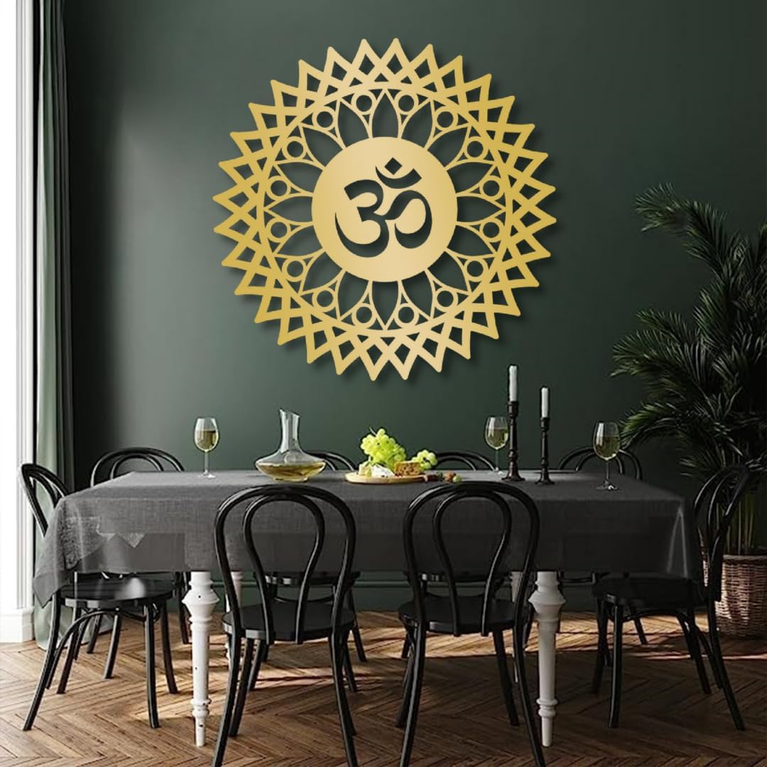 Arcdew Lotus Mandala Om Acrylic Wall Art UAE | Modern Home & Office Décor Gold