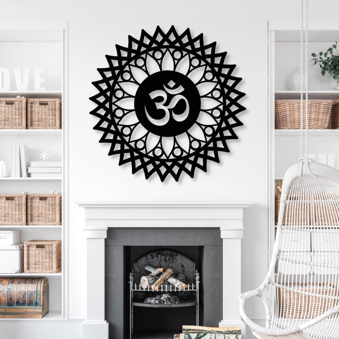 Arcdew Lotus Mandala Om Acrylic Wall Art UAE | Modern Home & Office Décor black..