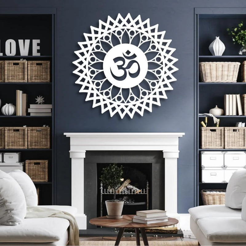 Lotus Mandala Om Acrylic Wall Art Silver