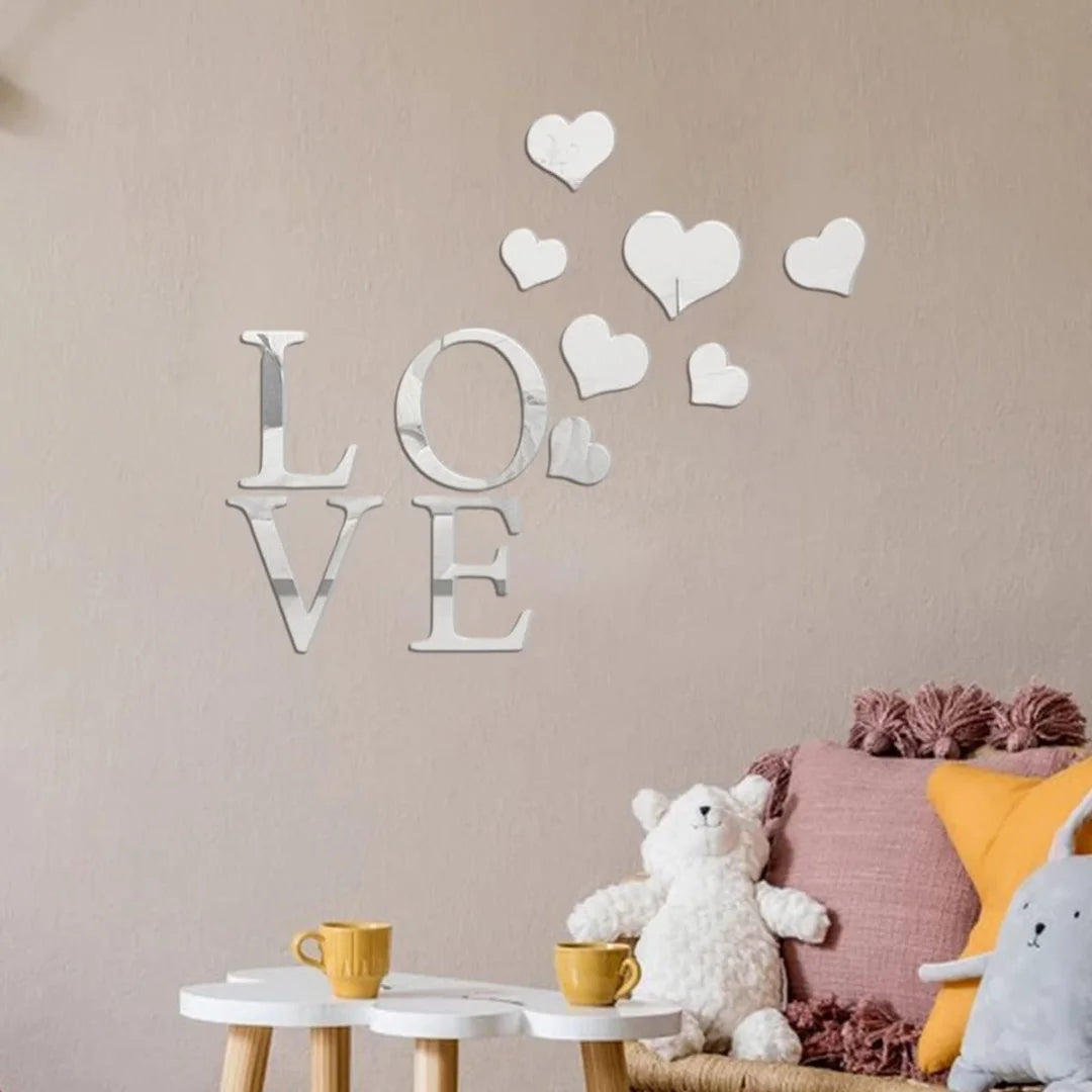 Love & Heart Acrylic Wall Decoration silver 1