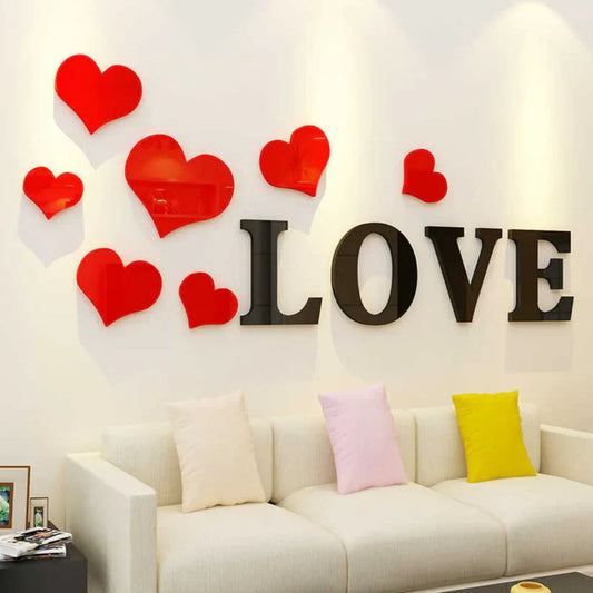 Arcdew Love & Hearts Acrylic Wall Décor | Romantic 3D Home Wall Art in UAE
