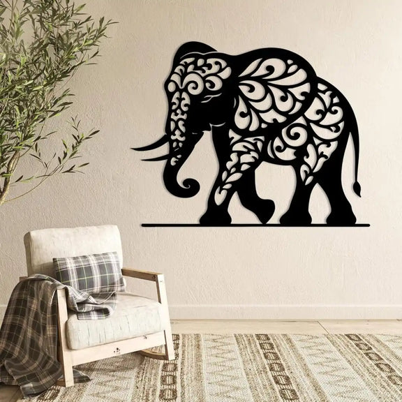 Majestic Elephant Acrylic Wall Art Black