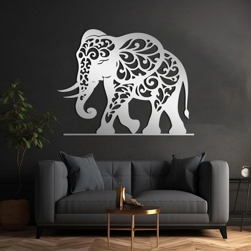 Majestic Elephant Acrylic Wall Art Silver