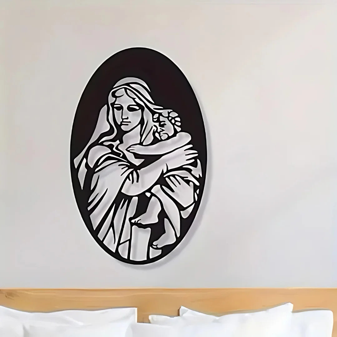 Mary with Jesus Wall Décor Black