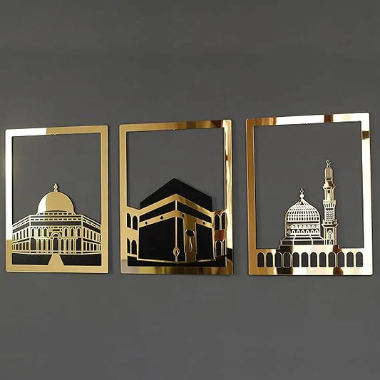 Arcdew Masjid Al-Aqsa, Masjid Al-Haram & Masjid An-Nabawi Acrylic Islamic Wall Art | Kaaba Wall Decor UAE