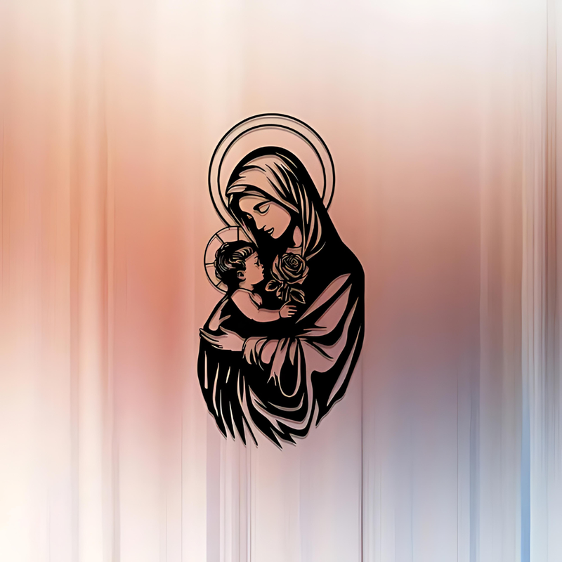 Arcdew Mother & Youngsters Christian Wall Décor UAE | Christmas & Baptism Gift for Church & Home - arcdew.com - Branded Arcdew special acrylic Christian wall décor depicting Mother and Child silhouette on gradient background.