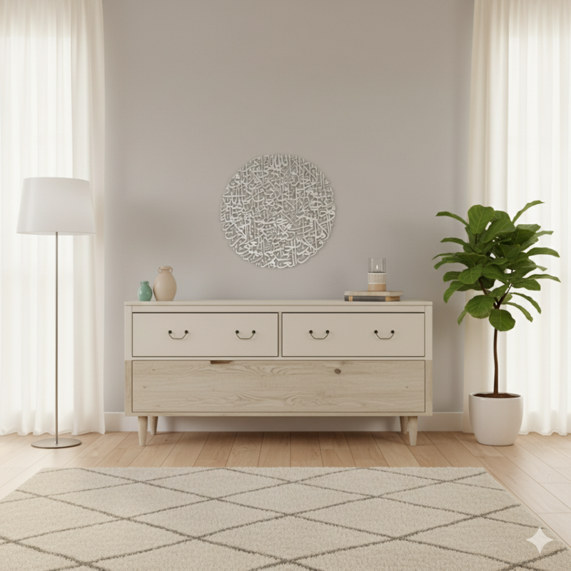 Arcdew Round Ayatul Kursi Acrylic Wall Art UAE | Islamic Home & Office Décor silver