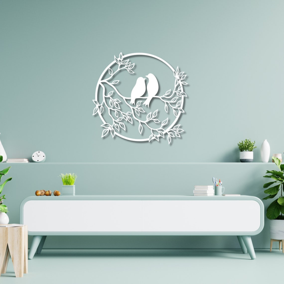 Arcdew Sparrow Wall Decor | Bird on Tree Branch Acrylic Wall Art for Home & Office – UAE Silver