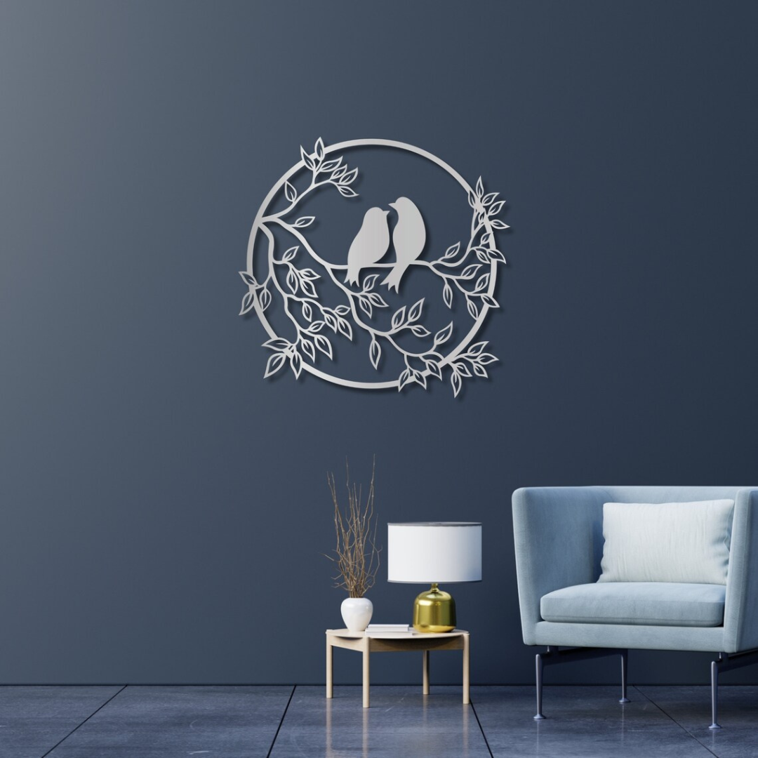 Arcdew Sparrow Wall Decor | Bird on Tree Branch Acrylic Wall Art for Home & Office – UAE silver.