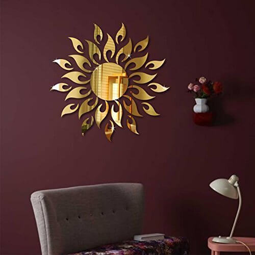 Arcdew Sun Flame 3D Acrylic Mirror Wall Decoration | Stylish Home & Office Wall Art in UAE