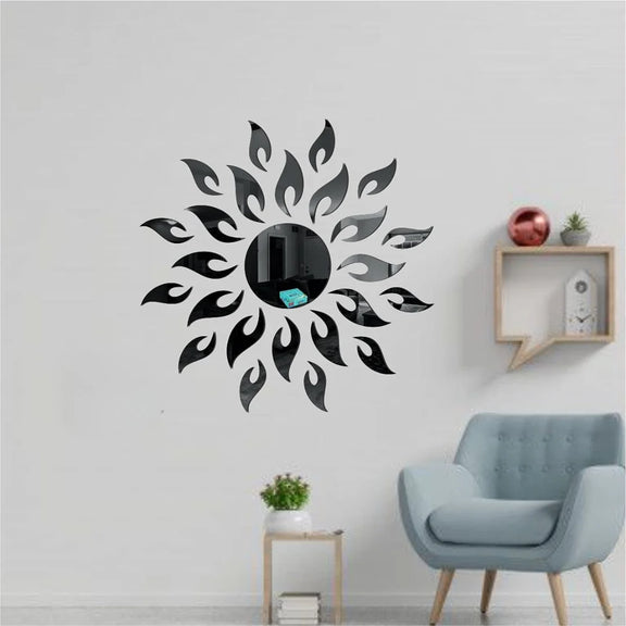 Sun Flame 3D Acrylic Wall Decoration Black