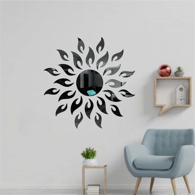 Sun Flame 3D Acrylic Wall Decoration Black