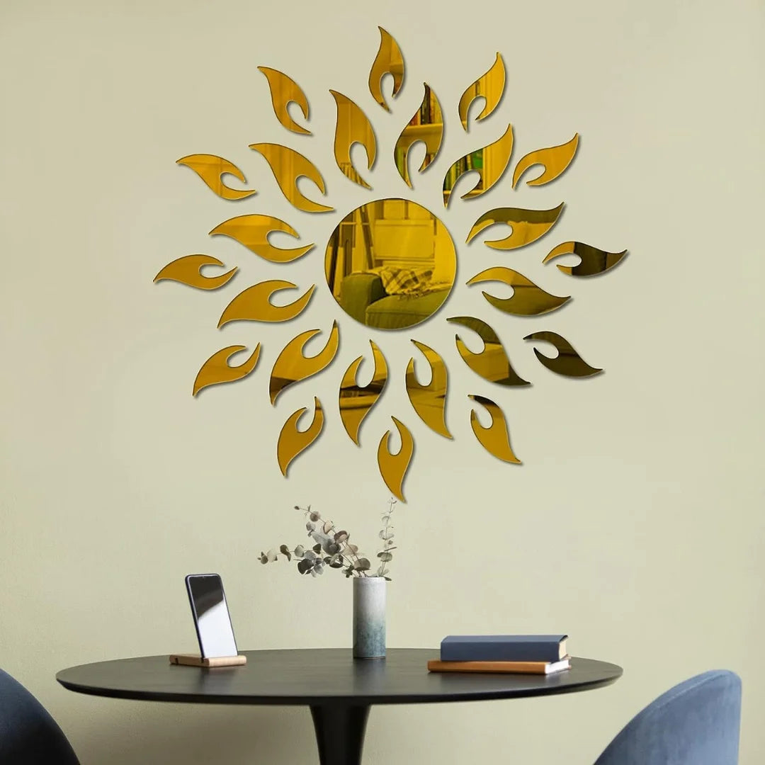 Sun Flame 3D Acrylic Wall Decoration Gold 1