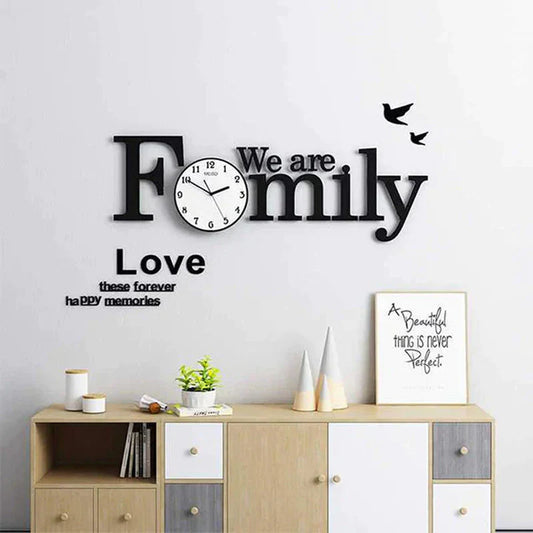 Arcdew We Are Family DIY Alphabet Modern Wall Clock | 3D Acrylic Home Wall Decor – UAE