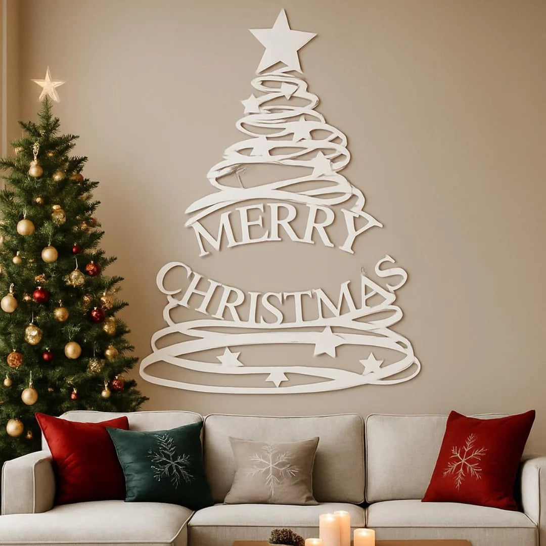 "Merry Christmas" Wall Art Silver