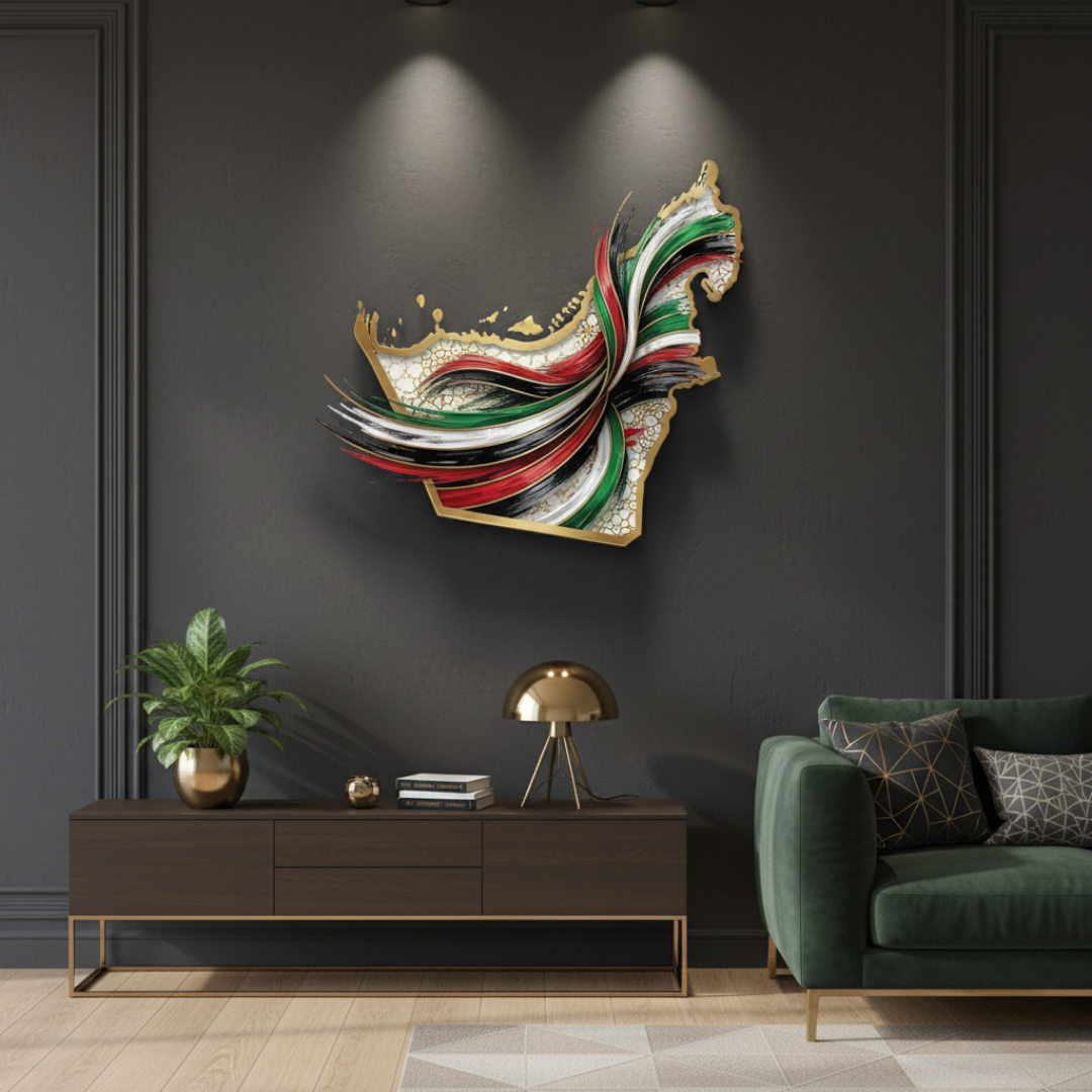 Arcdew's Abstract UAE Map Flag Acrylic Wall Art.