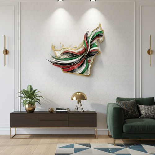 Abstract UAE Map Flag Acrylic Wall Art