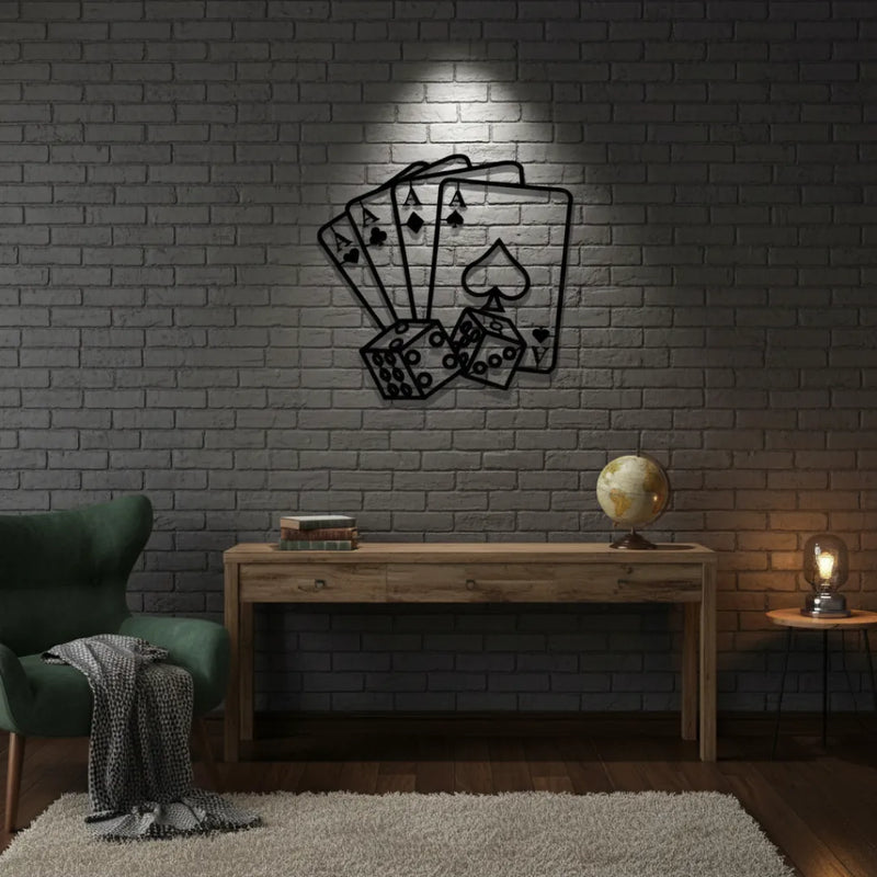 Acrylic Aces & Dice Game Wall Art Black