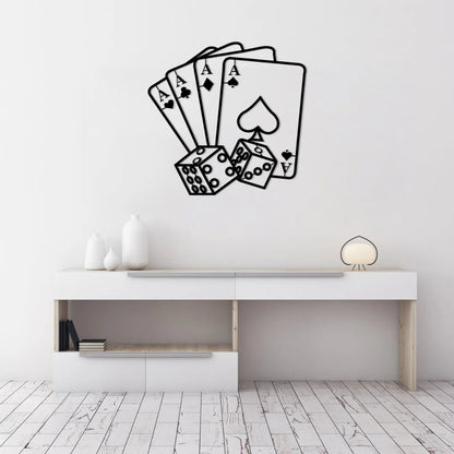 Acrylic Aces & Dice Game Wall Art Black