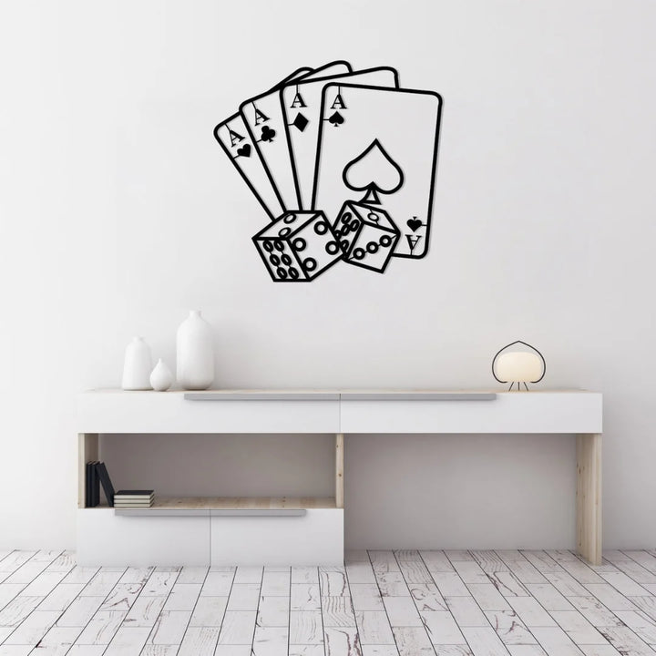 Arcdew - Acrylic Aces & Dice Game Room Wall Art - Lucky Hand Silhouette | Acrylic