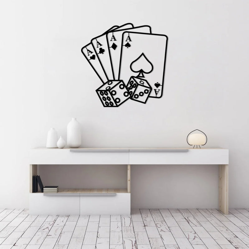 Acrylic Aces & Dice Game Wall Art Black