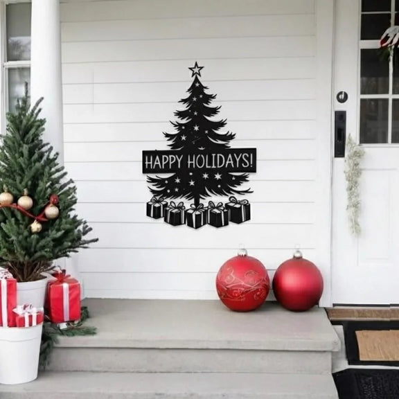 "Happy Holidays" Festive Decor Black