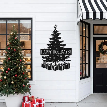 "Happy Holidays" Festive Decor Black