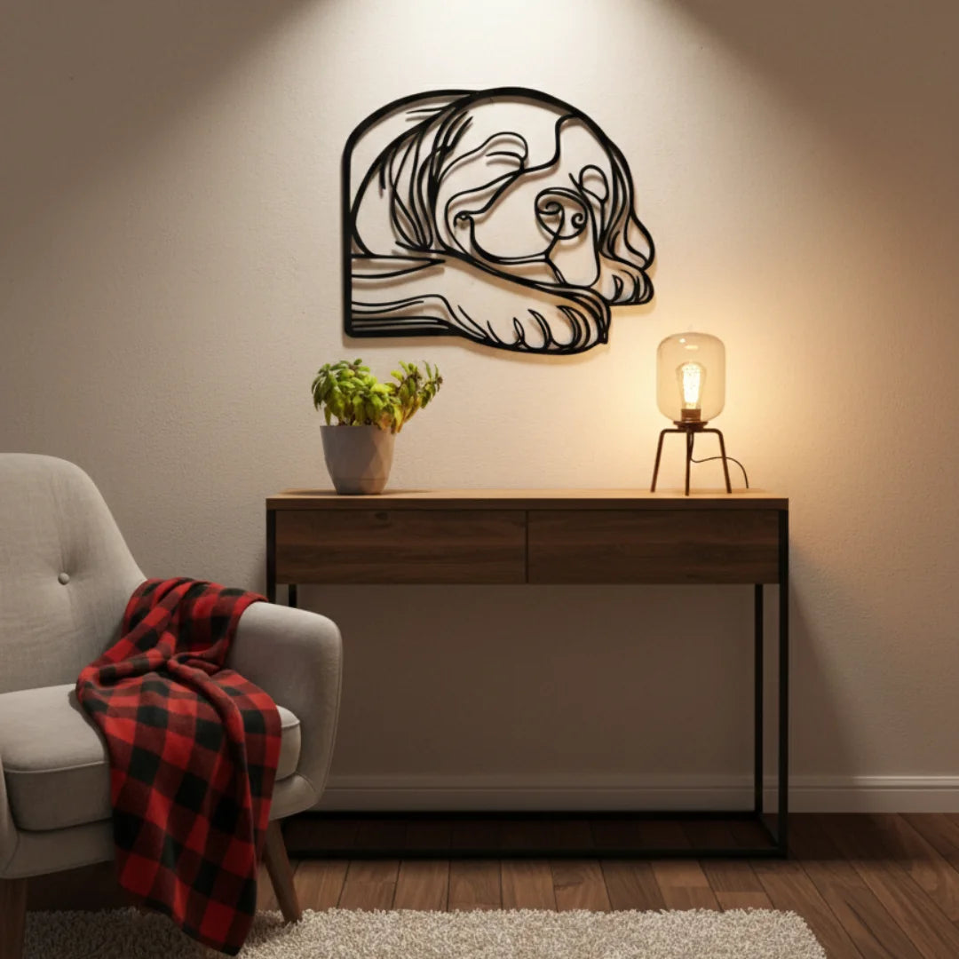 Acrylic Sleeping Puppy Dog Black