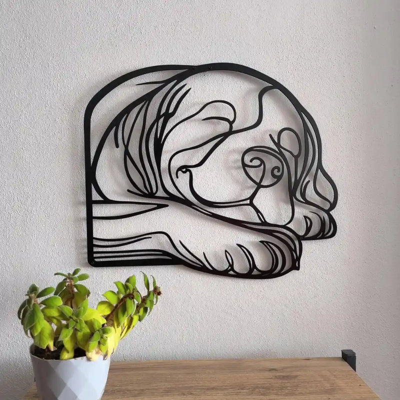 Acrylic Sleeping Puppy Dog Black 1