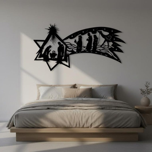 Acrylic Star of Bethlehem Comet Nativity Scene Wall Art