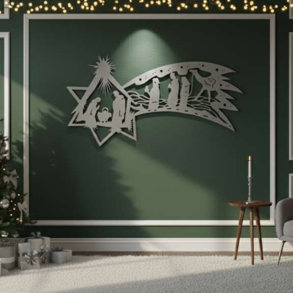 Arcdew's Acrylic Star of Bethlehem Comet Nativity Scene Wall Art