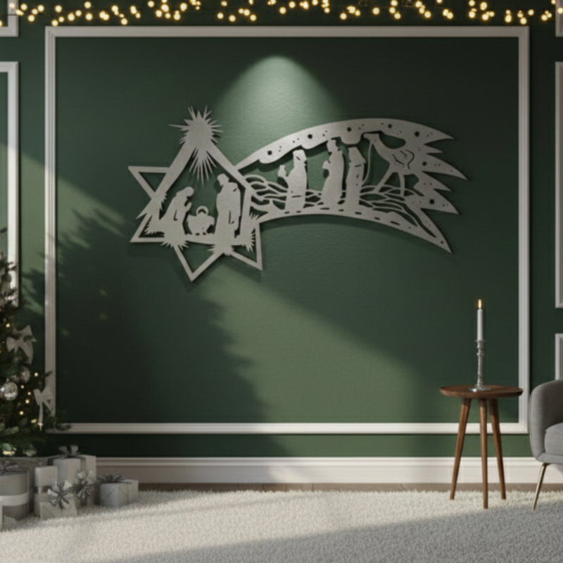Arcdew's Acrylic Star of Bethlehem Comet Nativity Scene Wall Art