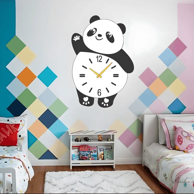Acrylic Panda Wall Clock Black and white 2