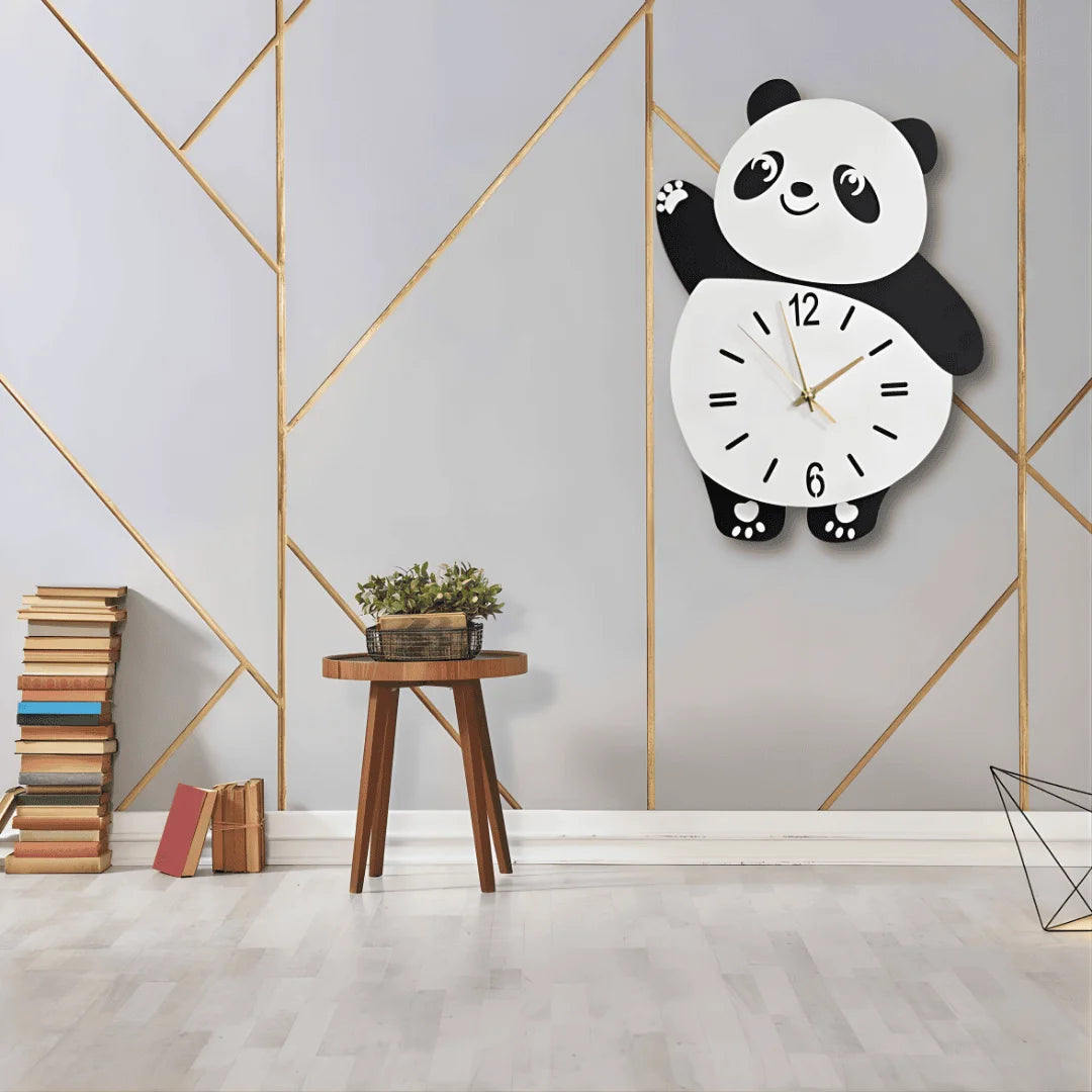 Acrylic Panda Wall Clock Black and white 1