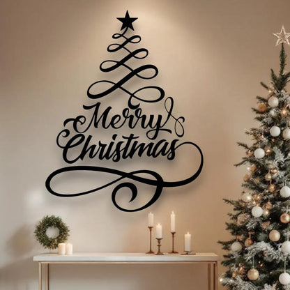 Merry Christmas"Tree Wall Art BSilhouette Black 1