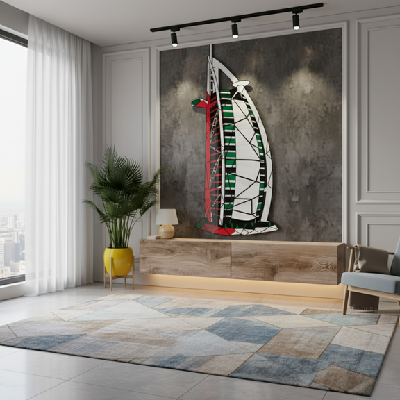 Arcdew's Geometric Burj Al Arab Flag Acrylic Wall Art