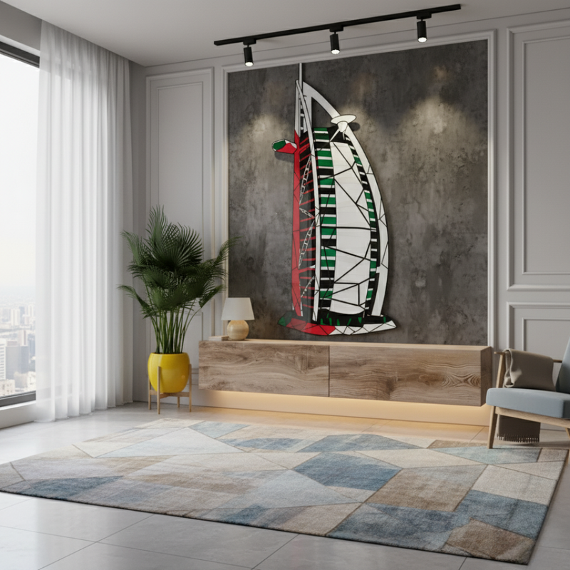 Arcdew's Geometric Burj Al Arab Flag Acrylic Wall Art