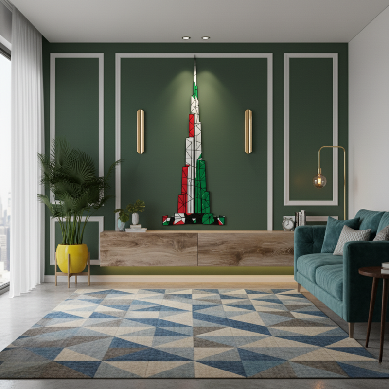 Arcdew's Geometric Burj Khalifa Flag Acrylic Wall Art..