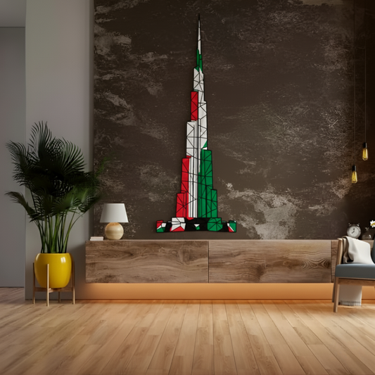 Arcdew's Geometric Burj Khalifa Flag Acrylic Wall Art