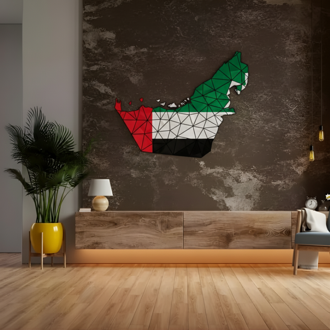 Arcdew's Geometric UAE Flag Map Acrylic Wall Art...